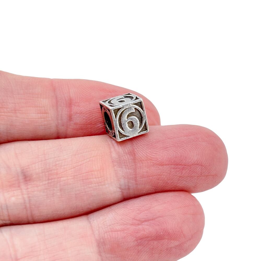 Vintage Sterling Silver 925 Number 6 Cube Charm
